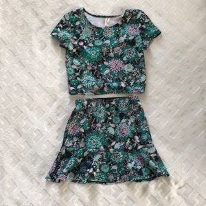 Frenchi crop top with matching mini skirt